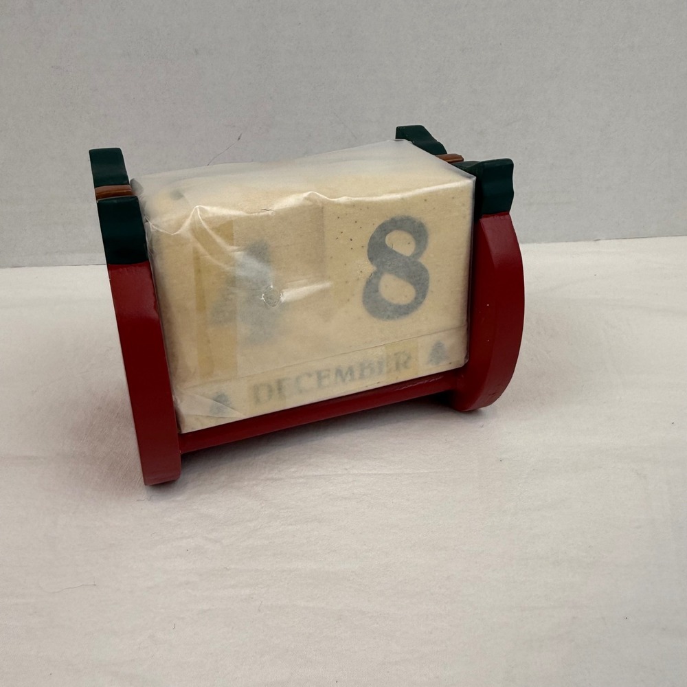 Vintage Wooden Perpetual Calendar Apple Shape Red Desktop Teacher Gift Cottage